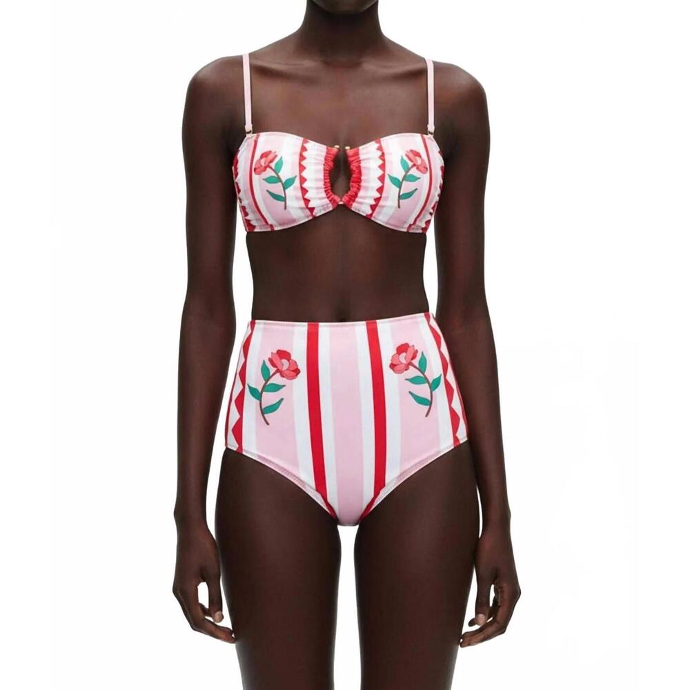 NEW JESSIE ZHAO jungle rose reversible square bandeau top in multi